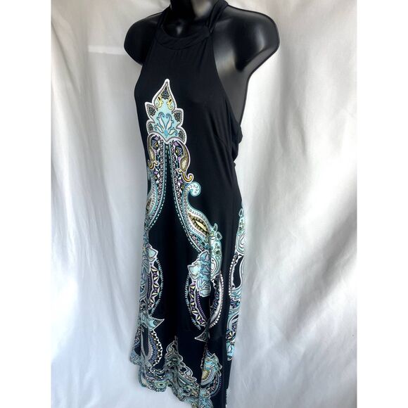 Always Indigo Black Soft Halter Neck Long Dress Maxi Boho Blue S Ethnic Cute - Picture 3 of 9